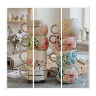 Modern Cottagecore Mug Set Triptych