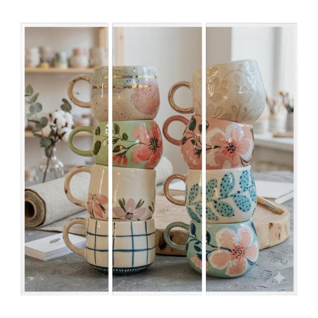 Modern Cottagecore Mug Set Triptych (Front)