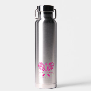 Modern Country Club Name Pink Logo Tennis Team Water Bottle