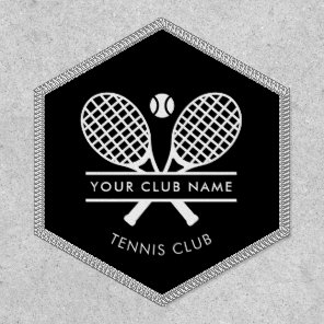 Modern Country Club Name Tennis Rackets Motif Patch