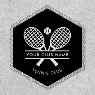 Modern Country Club Name Tennis Rackets Motif Patch