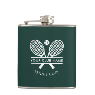 Modern Country Club Name Tennis Team Coach Custom Flask
