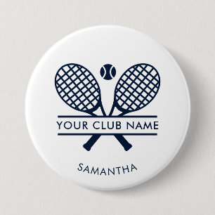 Modern Country Club Tennis Player Name Custom Button