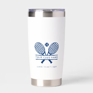 Modern Country Club Tennis Team Players Blue Swag Insulated Tumbler