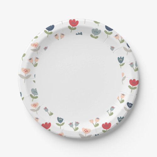 Modern Country Cute Flower Floral Pattern Paper Plates