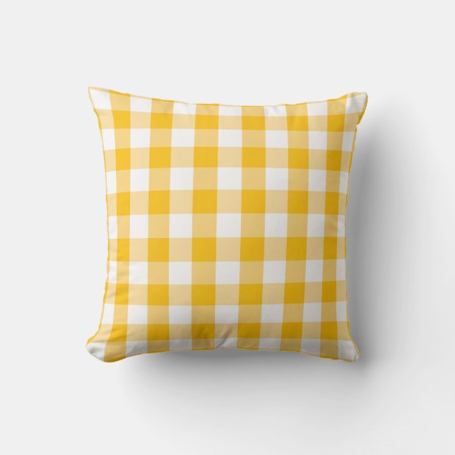 Modern Country Gingham Check Pattern Throw Pillow (Front)