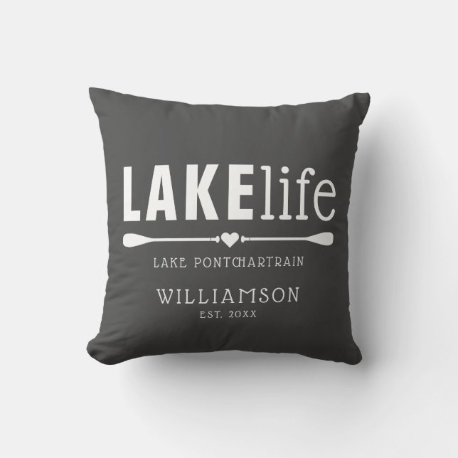 Modern Country Lake Life Paddles Throw Pillow (Front)