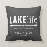 Modern Country Lake Life Paddles Throw Pillow<br><div class="desc">Design features "Lake Life" in a modern and classic typeface with two oars. Customize the name of the lake, family name and with the year you started your life at the lake! Great gift for new homeowners or weekend getaway hosts. Message me if you need assistance or have any special...</div>