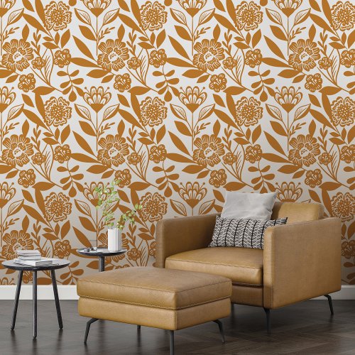 Modern Country Style Bold Yellow Floral Pattern Wallpaper