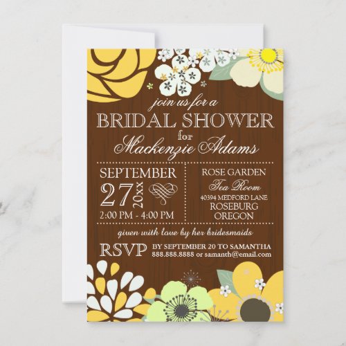 Modern Country Sun Flower Bridal Wedding Shower 4.5x6.25 Paper Invitation Card