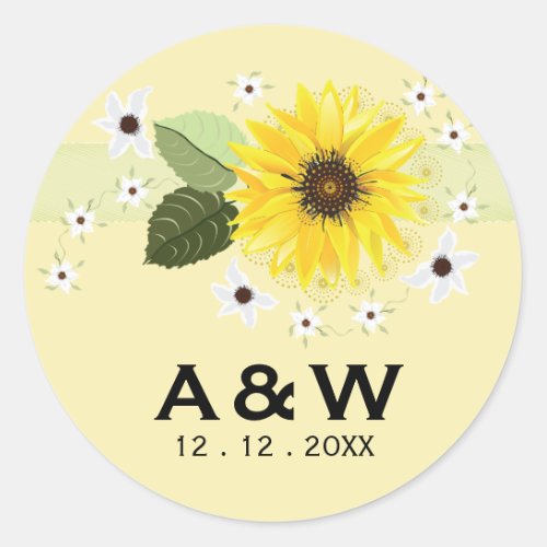 Modern Country Sunflower Floral Wedding Seal