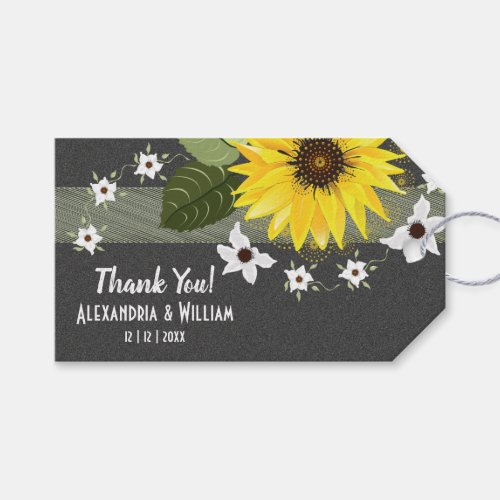 Modern Country Sunflower Floral Wedding Thank You Gift Tags