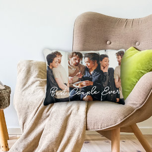Modern Couple 3 Photo Collage Best Couple Ever Accent Pillow