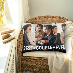 Modern Couple 3 Photo Collage Best Couple Ever Accent Pillow