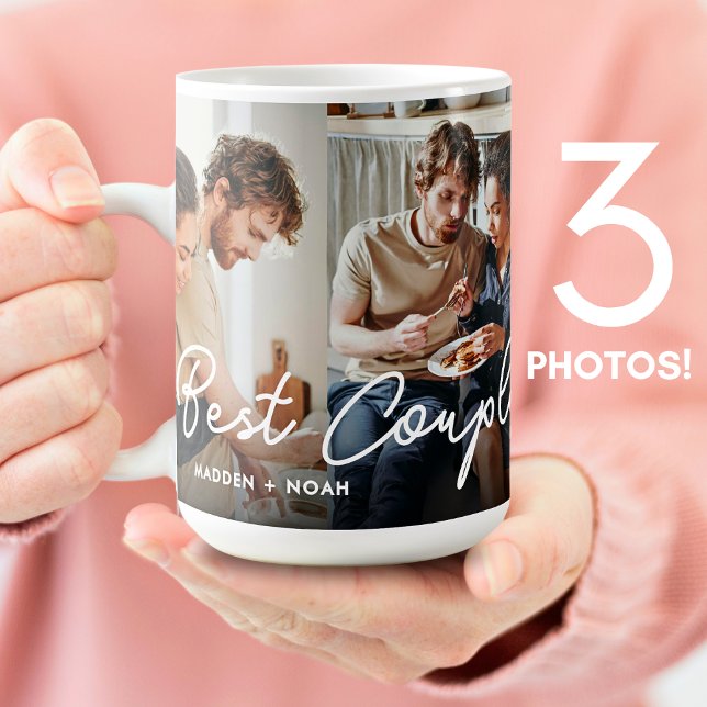 Modern Couple 3 Photo Collage Best Couple Ever Coffee Mug (Creator Uploaded)