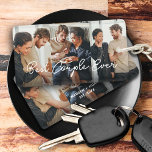 Modern Couple 3 Photo Collage Best Couple Ever Keychain<br><div class="desc">Modern Couple 3 Photo Collage Script Overlay Best Couple Ever Personalized Keychain.</div>
