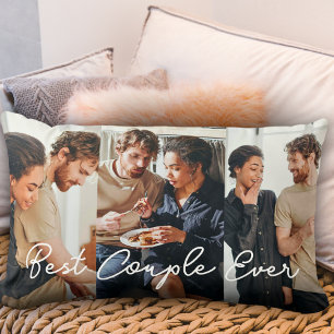 Modern Couple 3 Photo Collage Best Couple Ever Lumbar Pillow
