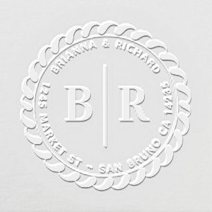 Modern Couple Address Monogram Embosser Seal