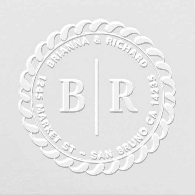 Modern Couple Address Monogram Embosser Seal (Design)