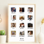 Modern Couple Anniversary Photo Collage Poster<br><div class="desc">Modern Couple 1st first Anniversary Wedding Photo Collage Poster.</div>