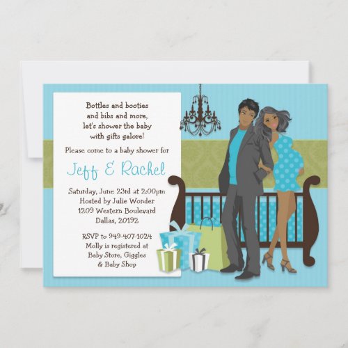 Modern Couple Baby Shower Invitation for Boy