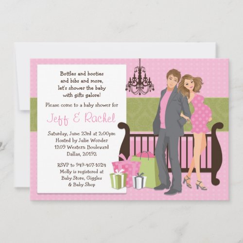 Modern Couple Baby Shower Invitation for Girl