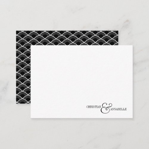 Modern Couple Black Scallop Wedding Stationery Note Card