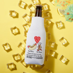 Modern Couple buns and wiener lovers custom Bottle Cooler
