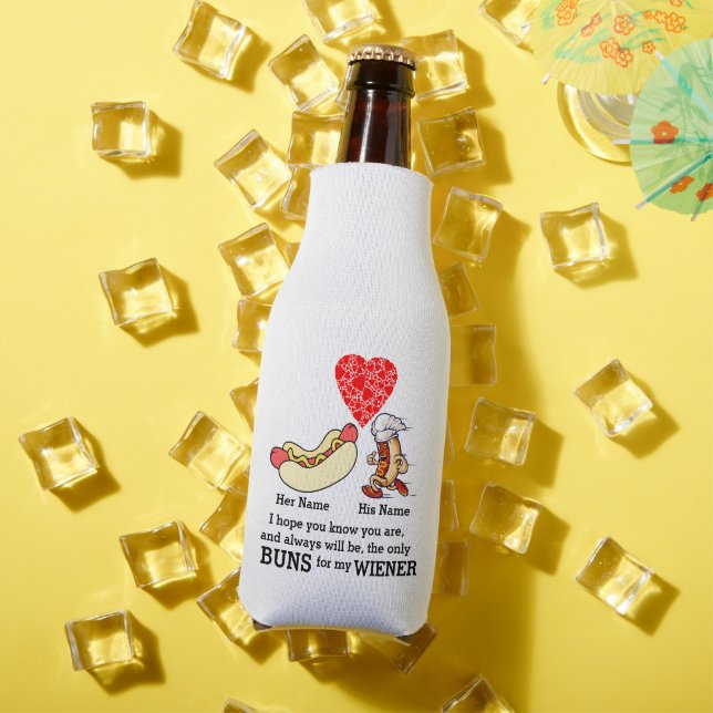 Modern Couple buns and wiener lovers custom Bottle Cooler (In Situ Summer)