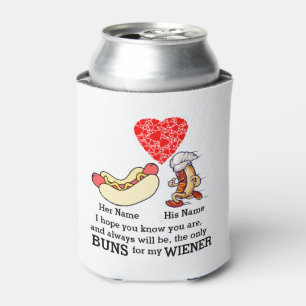 Modern Couple buns and wiener lovers custom Can Cooler