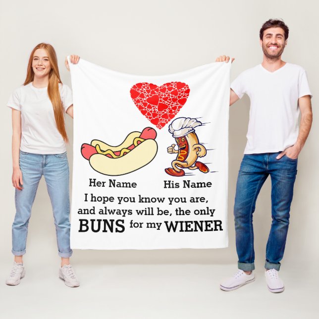 Modern Couple buns and wiener lovers custom Fleece Blanket (In Situ)