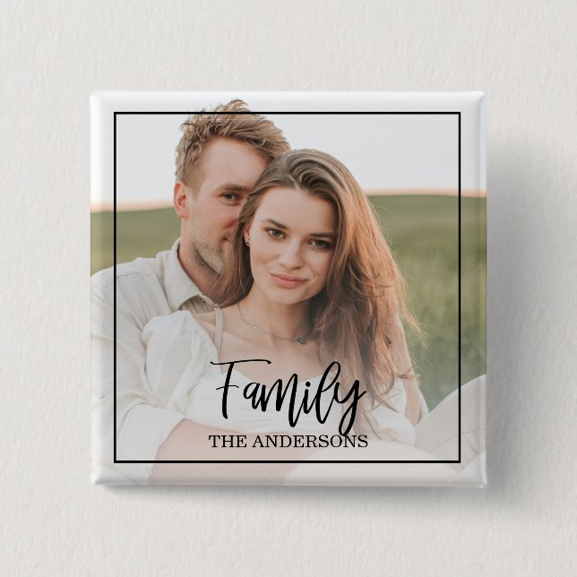 Modern Couple Collage Photo & lovely Family Gift Button (Front)