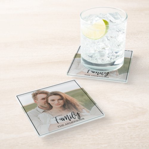 Modern Couple Collage Photo  lovely Family Gift Glass Coaster