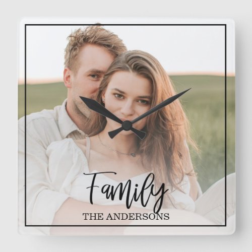 Modern Couple Collage Photo  lovely Family Gift Square Wall Clock