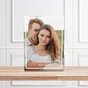 Modern Couple Collage Photo & Minimal Family Gift Block