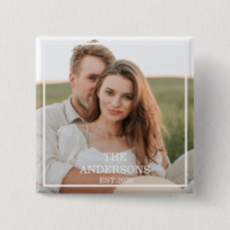 Modern Couple Collage Photo &amp; Minimal Family Gift Button