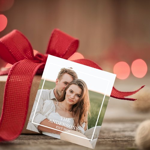 Modern Couple Collage Photo  Minimal Family Gift Favor Tags