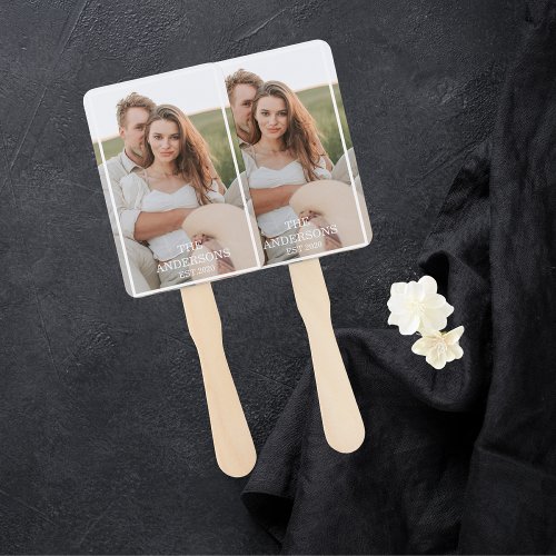Modern Couple Collage Photo  Minimal Family Gift Hand Fan