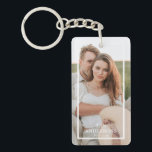 Modern Couple Collage Photo & Minimal Family Gift Keychain<br><div class="desc">Modern Couple Collage Photo & Minimal Family Gift</div>
