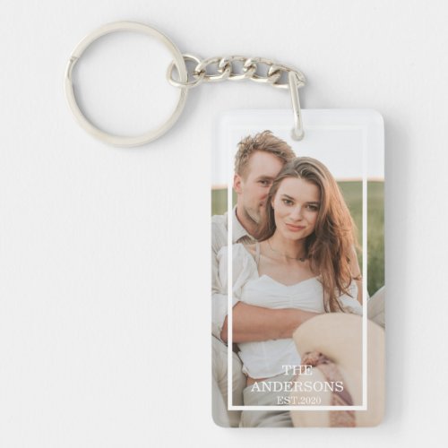 Modern Couple Collage Photo  Minimal Family Gift Keychain