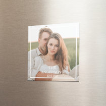 Modern Couple Collage Photo & Minimal Family Gift Magnet