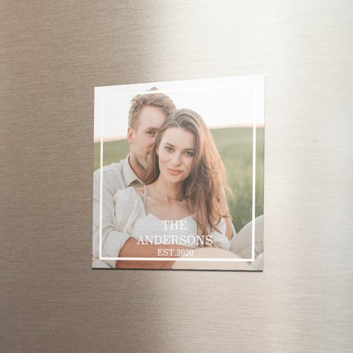 Modern Couple Collage Photo  Minimal Family Gift Magnet