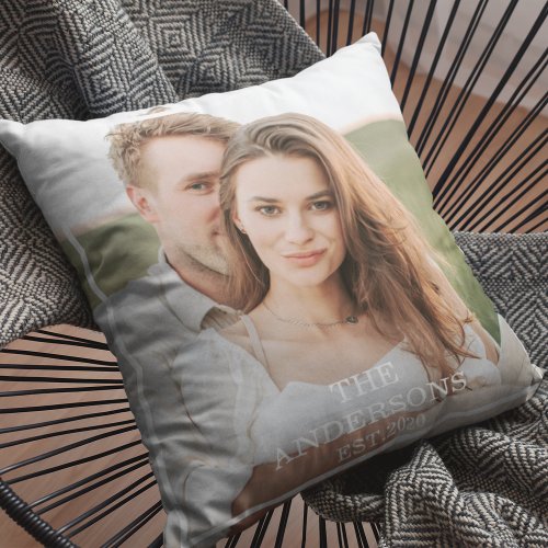 Modern Couple Collage Photo  Minimal Family Gift Outdoor Pillow