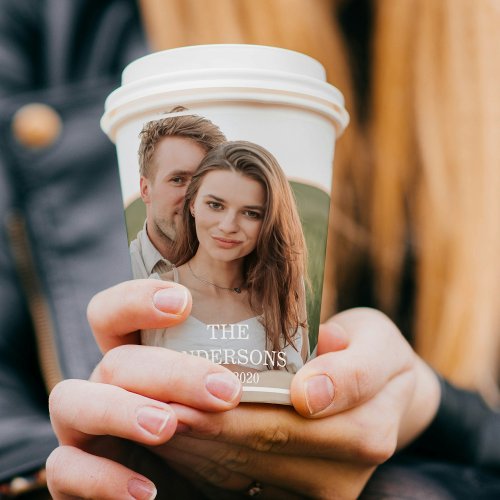 Modern Couple Collage Photo  Minimal Family Gift Paper Cups