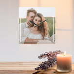 Modern Couple Collage Photo & Minimal Family Gift Square Wall Clock<br><div class="desc">Modern Couple Collage Photo & Minimal Family Gift</div>