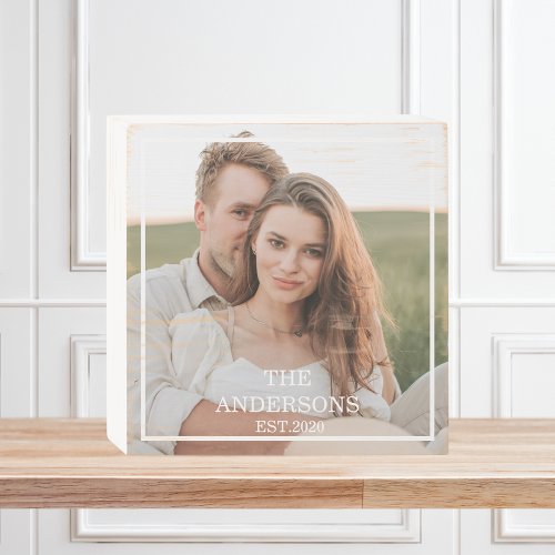 Modern Couple Collage Photo  Minimal Family Gift Wooden Box Sign