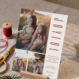 Modern Couple Family Photo Collage Christmas Holiday Card