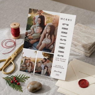 Modern Couple Family Photo Collage Christmas Holiday Card
