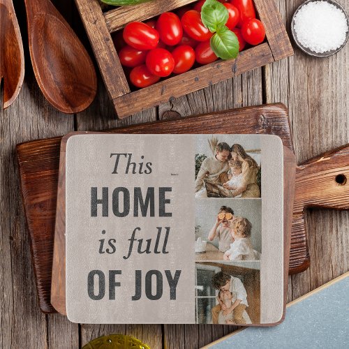 Modern Couple Family Photo  Family Quote Cutting Board