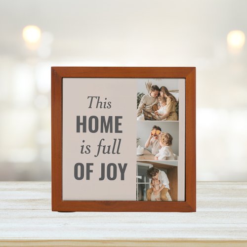 Modern Couple Family Photo  Family Quote Desk Organizer